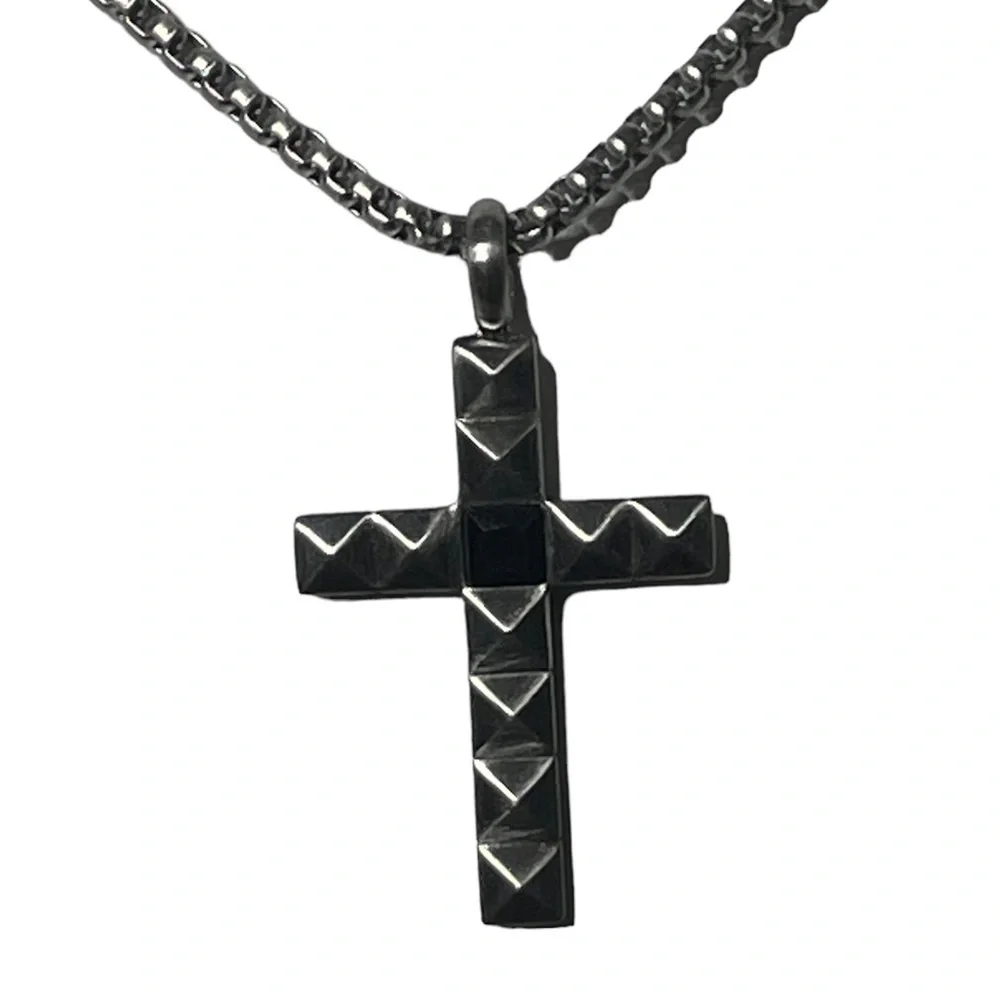 Kingka Men's Cross Necklace Pyramid Stainless steel NEW